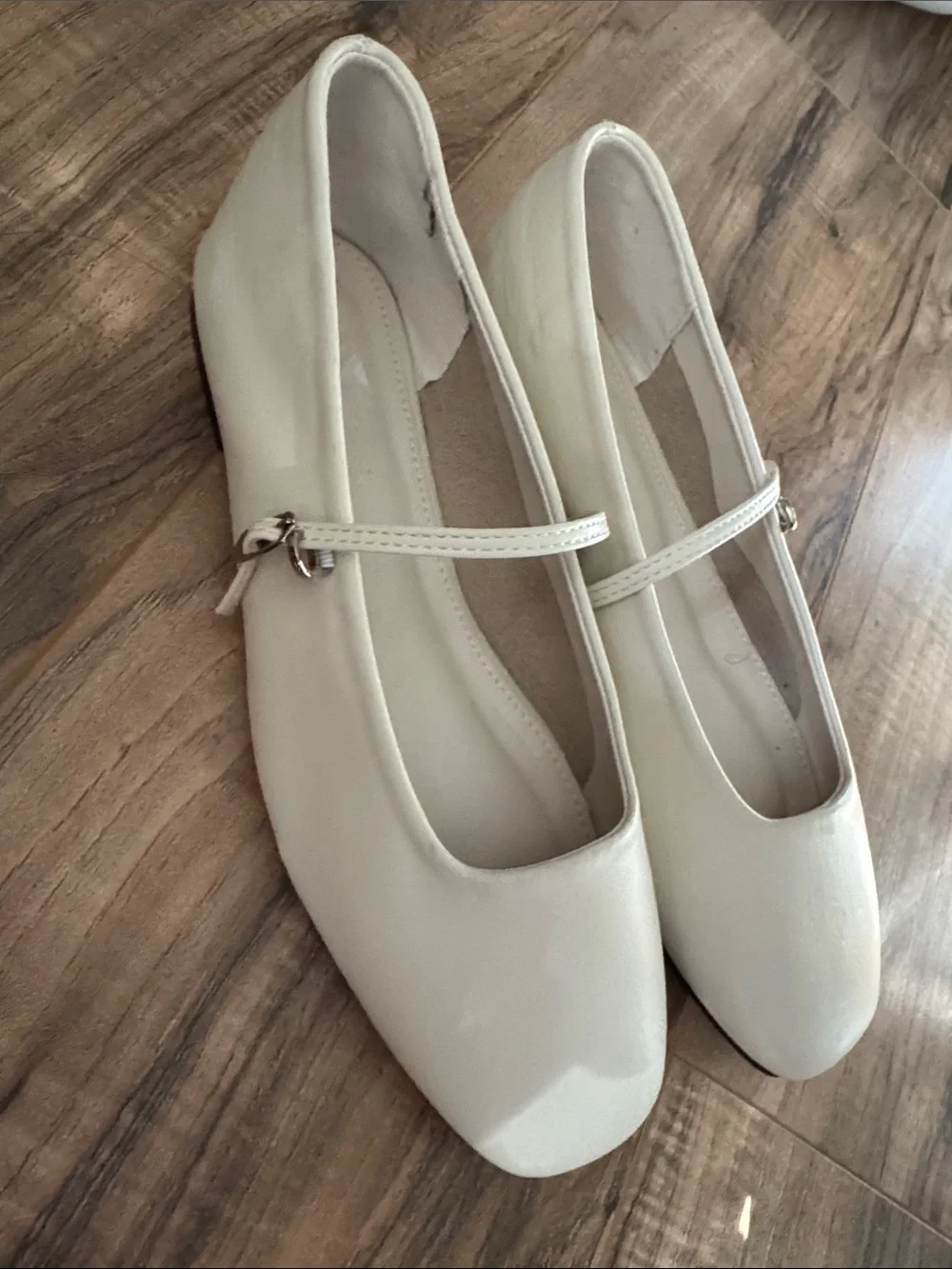 Nhibre Maryjane Flats (1cm) Cream Leather Mary Jane Flats
